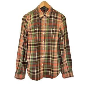 VTG Lauren Ralph Lauren Flannel Shirt Size S Plaid Academia Preppy Roll Tab